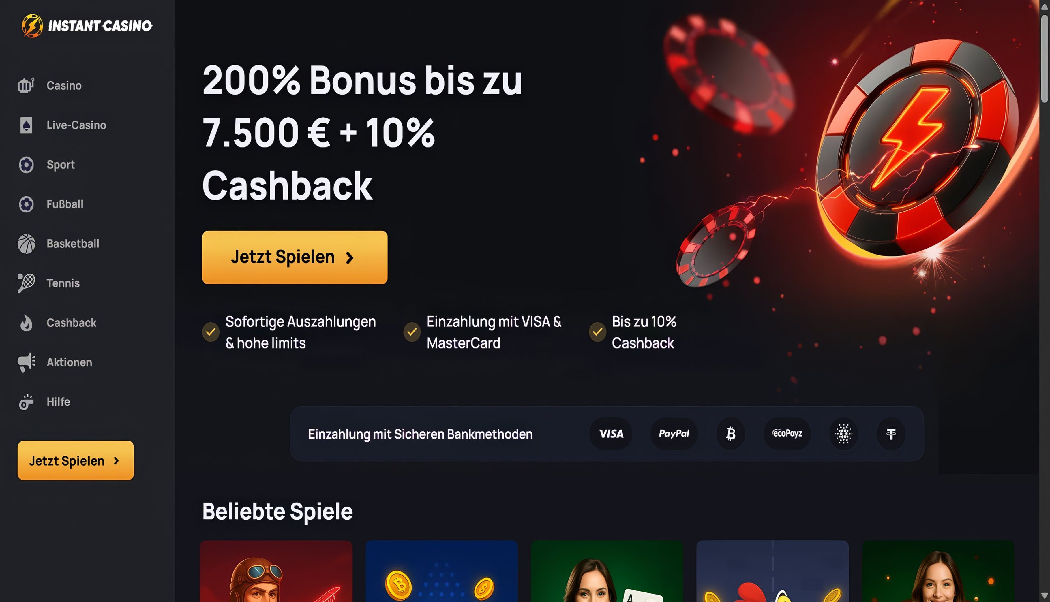 Instant Casino desktop screenshot 1